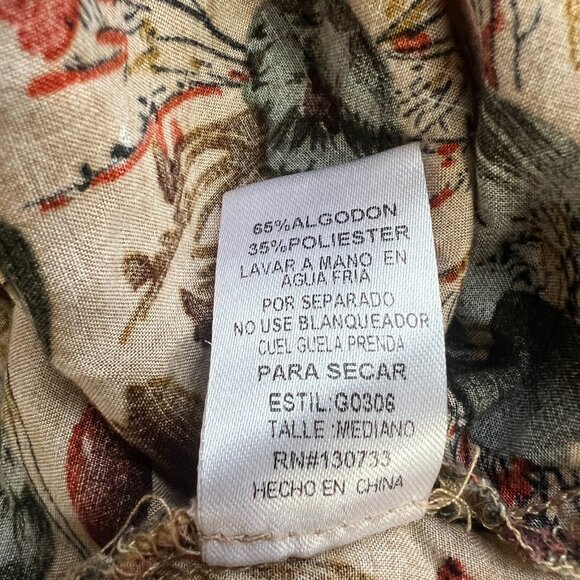 UMGEE Top Tan Floral Bell Sleeves Baby Doll Boho M Medium Cottagecore Fairy - Picture 8 of 8